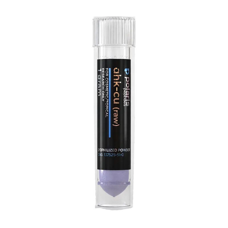 AHK-Cu Raw Powder research peptide vial by Polaris Peptides