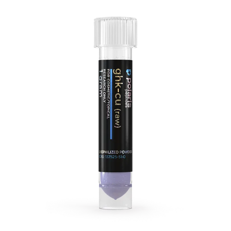GHK-Cu Raw Powder research peptide vial by Polaris Peptides
