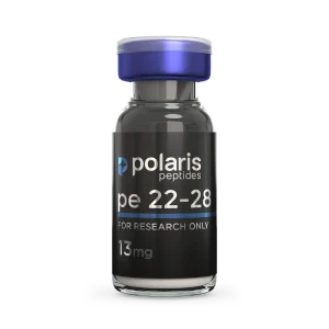 PE-22-28 13mg research peptide vial by Polaris Peptides