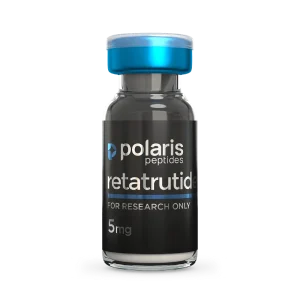 Retatrutide 5mg research peptide vial by Polaris Peptides