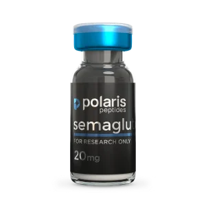 Semaglutide 20mg research peptide vial by Polaris Peptides